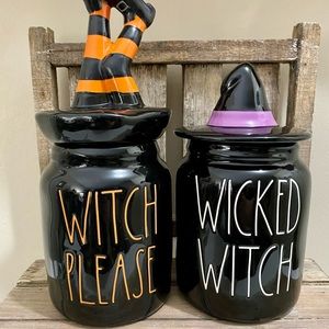 Rae Dunn witch please wicked witch canisters